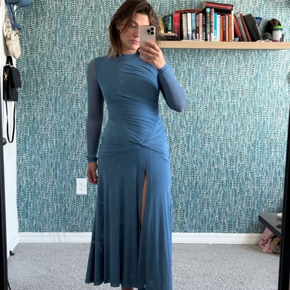 Bardot Liyana Ruched Mesh Long sleeve maxi dress - Picture 4 of 5